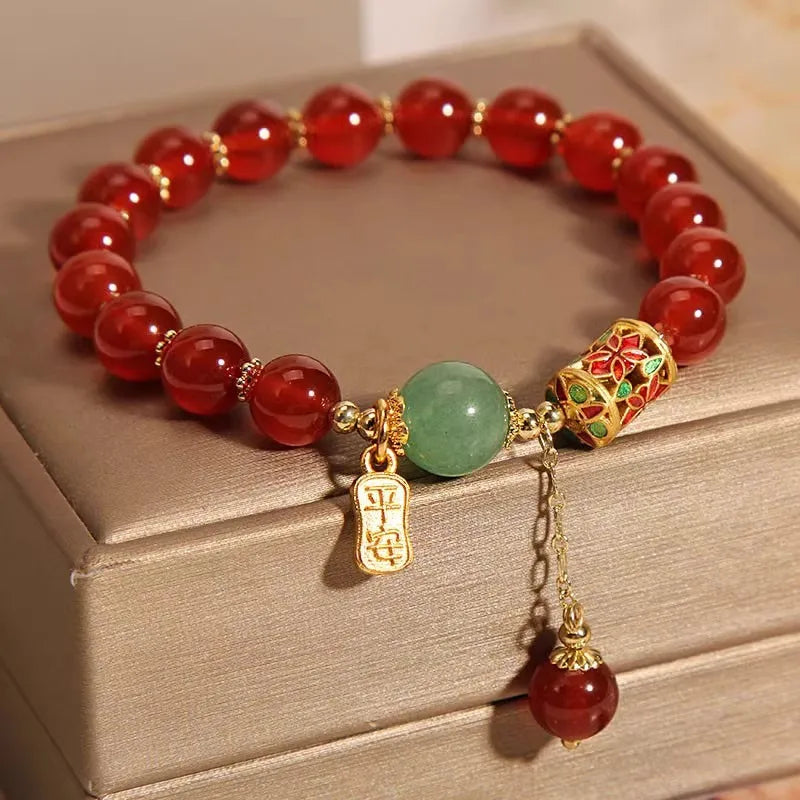 Red Agate Love Bean Red Bean Bracelet, Lucky Bead Jewelry Gift