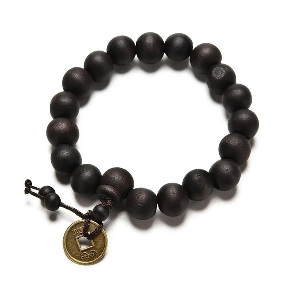 Black Obsidian Feng Shui Wealth Bracelet, Good Luck Crystal Prayer Bead Jewelry