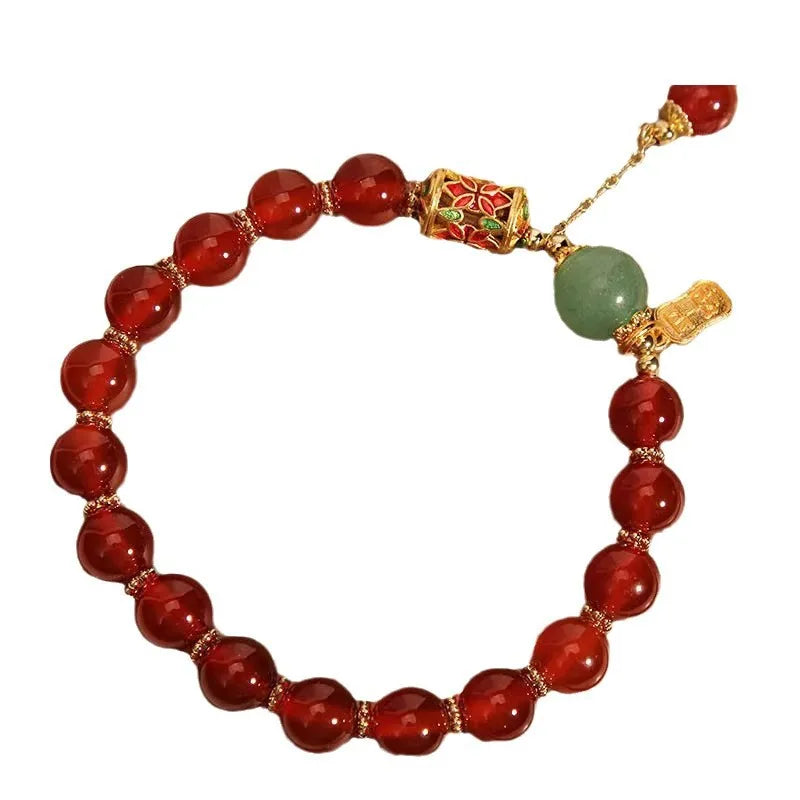 Red Agate Love Bean Red Bean Bracelet, Lucky Bead Jewelry Gift