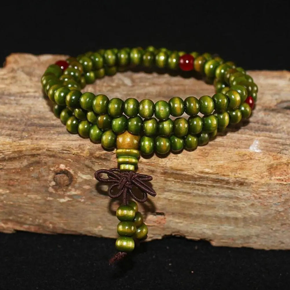 6mm Sandalwood 108 Bead Mala Bracelet, Buddhist Meditation Prayer Wrap Bangle