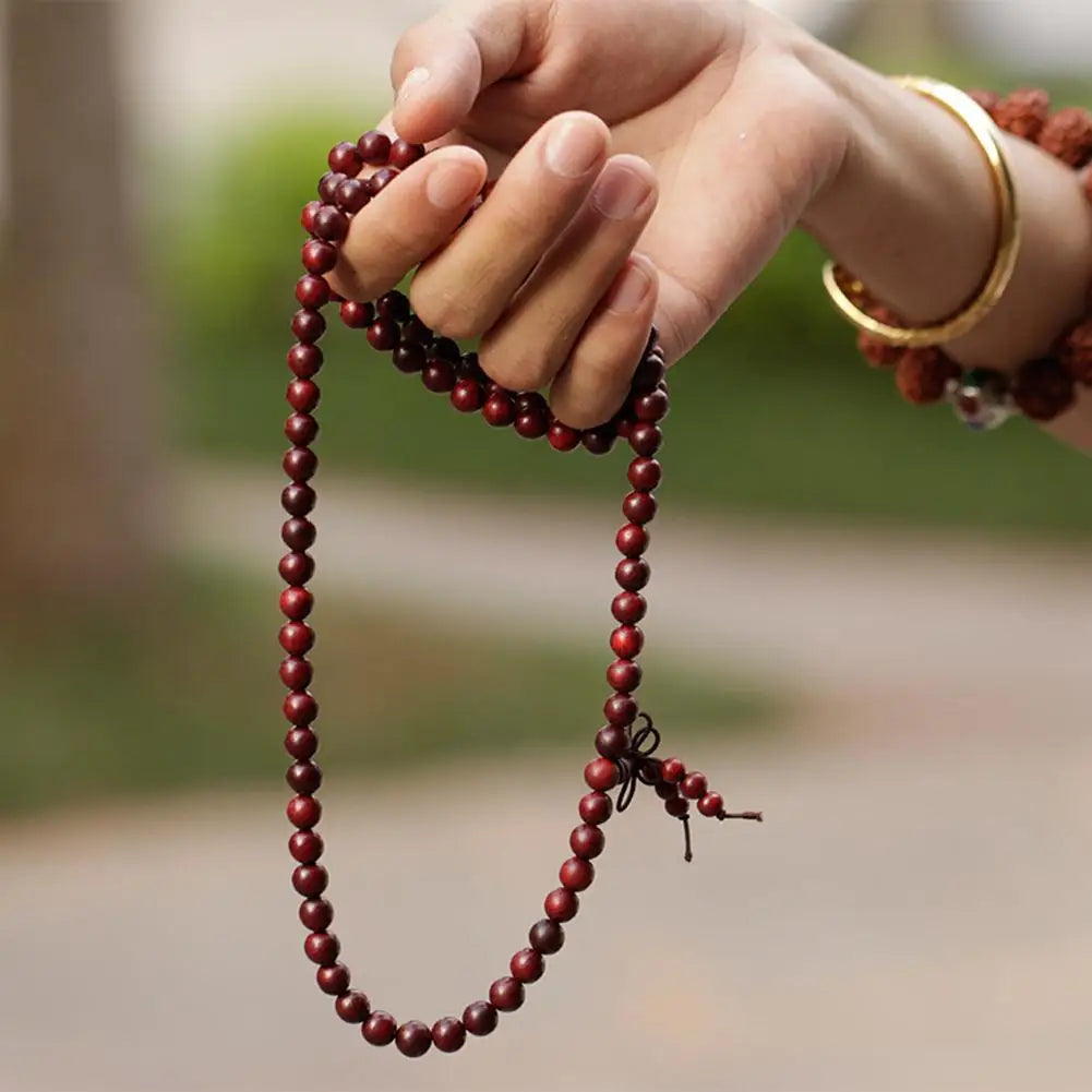6mm Sandalwood 108 Bead Mala Bracelet, Buddhist Meditation Prayer Wrap Bangle