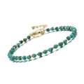 Turquoise & Seed Bead Bracelet, Natural Stone Beaded Bracelet with Brass Clasp