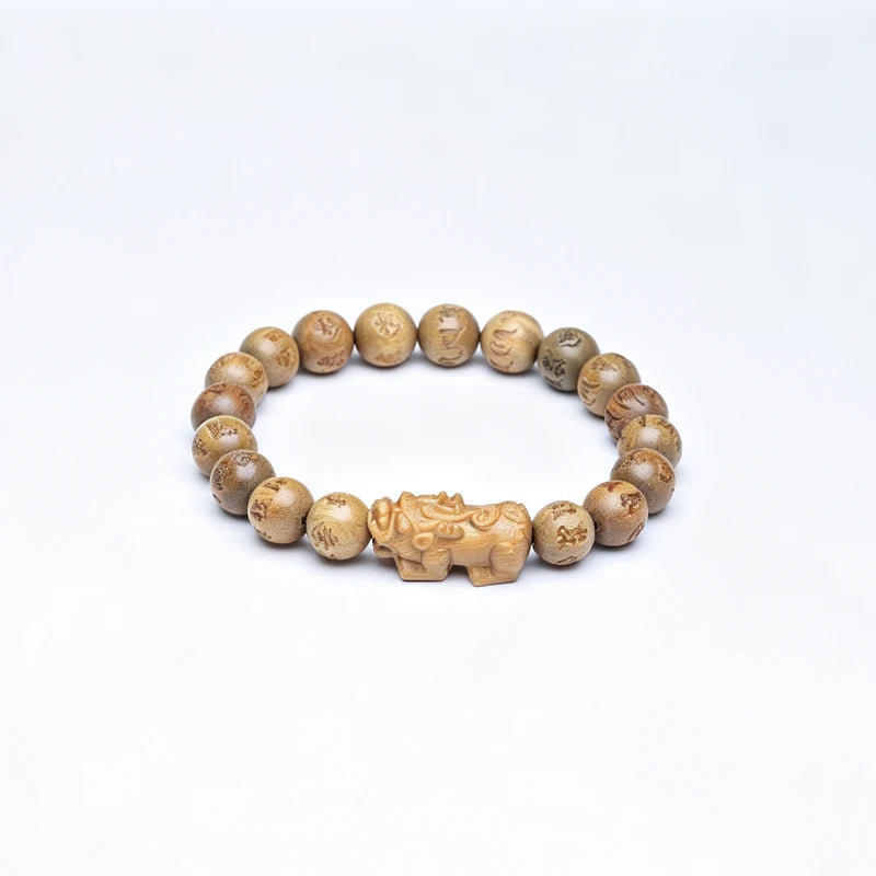 Natural Sandalwood 12mm 18-Bead Tibetan Buddhist Prayer Bracelet