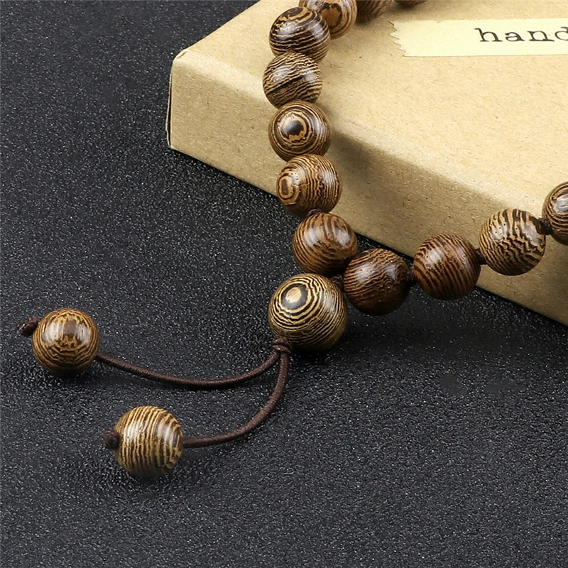 10mm Sandalwood 108 Bead Mala, Buddhist Prayer Rosary Wrap Bracelet Necklace