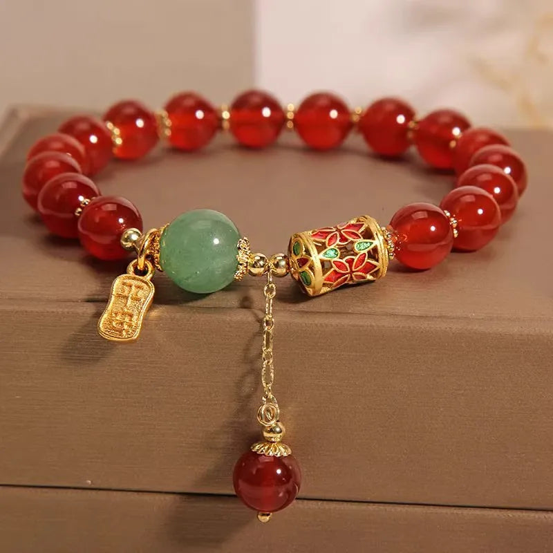 Red Agate Love Bean Red Bean Bracelet, Lucky Bead Jewelry Gift