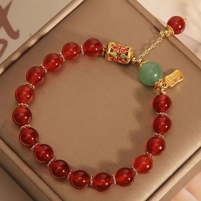 Red Agate Love Bean Red Bean Bracelet, Lucky Bead Jewelry Gift
