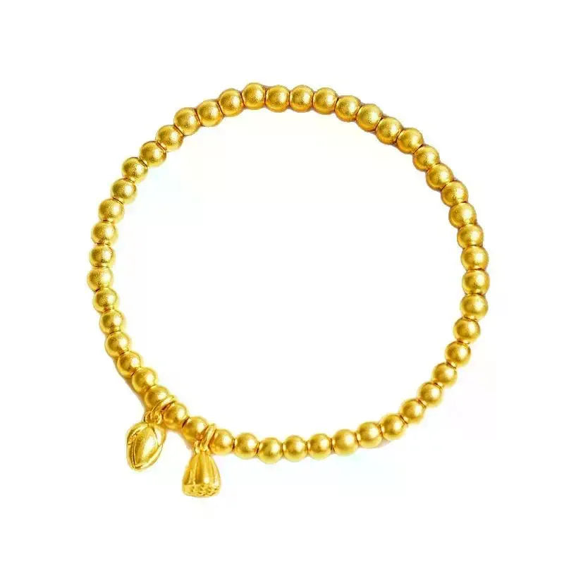 Layered Gold Bead Chain Bracelet, Elegant Metal Bangle for Formal Occasions