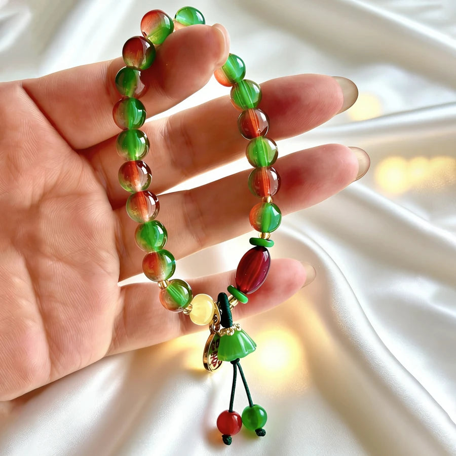Chinese Style Colorful Natural Stone Beaded Hand Rope, Ethnic Handmade Bracelet