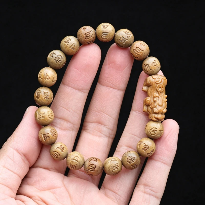 Natural Sandalwood 12mm 18-Bead Tibetan Buddhist Prayer Bracelet