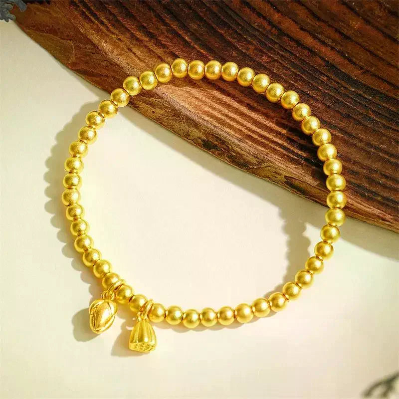 Layered Gold Bead Chain Bracelet, Elegant Metal Bangle for Formal Occasions