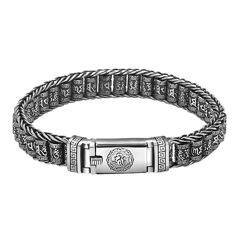 Retro Six-Character Mantra Rotating Prayer Bead Bracelet, Handmade Lucky Buddhist Jewelry