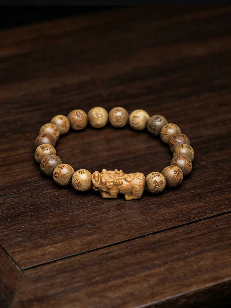 Natural Sandalwood 12mm 18-Bead Tibetan Buddhist Prayer Bracelet
