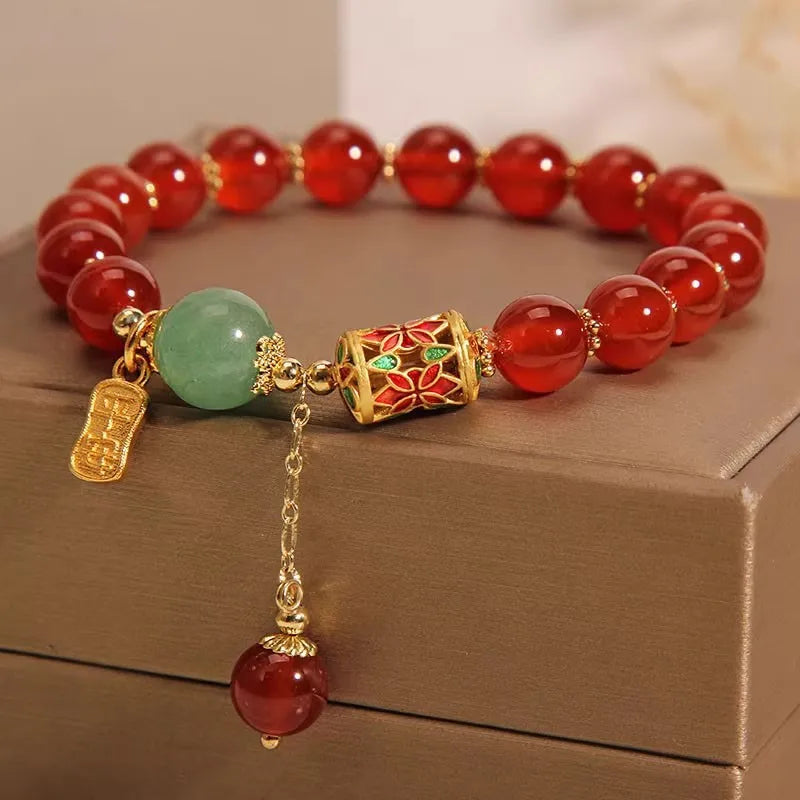 Red Agate Love Bean Red Bean Bracelet, Lucky Bead Jewelry Gift