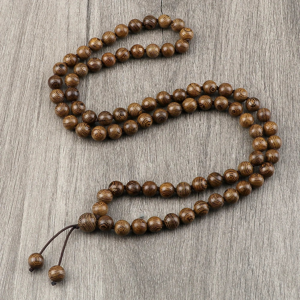 10mm Sandalwood 108 Bead Mala, Buddhist Prayer Rosary Wrap Bracelet Necklace