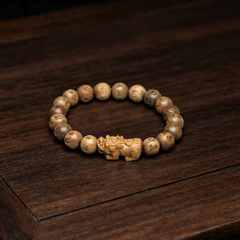 Natural Sandalwood 12mm 18-Bead Tibetan Buddhist Prayer Bracelet