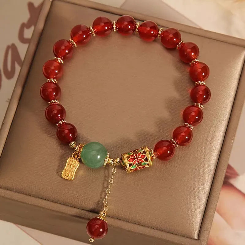Red Agate Love Bean Red Bean Bracelet, Lucky Bead Jewelry Gift