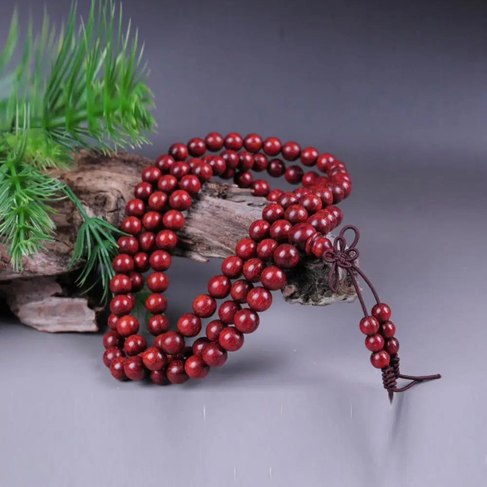 6mm Sandalwood 108 Bead Mala Bracelet, Buddhist Meditation Prayer Wrap Bangle