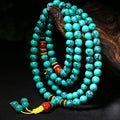 Natural Turquoise 108 Mala Bead Sweater Chain, Multilayer Tassel Bracelet