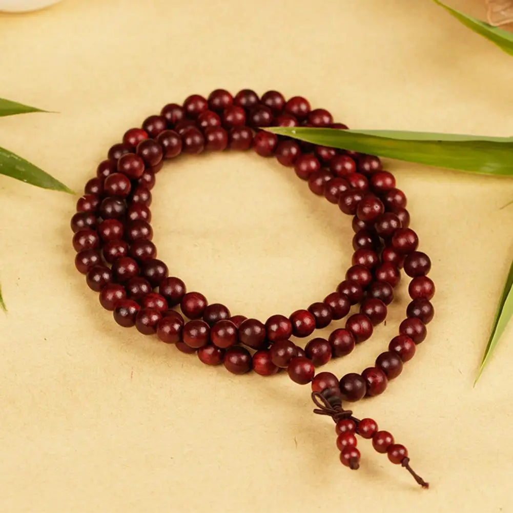 6mm Sandalwood 108 Bead Mala Bracelet, Buddhist Meditation Prayer Wrap Bangle