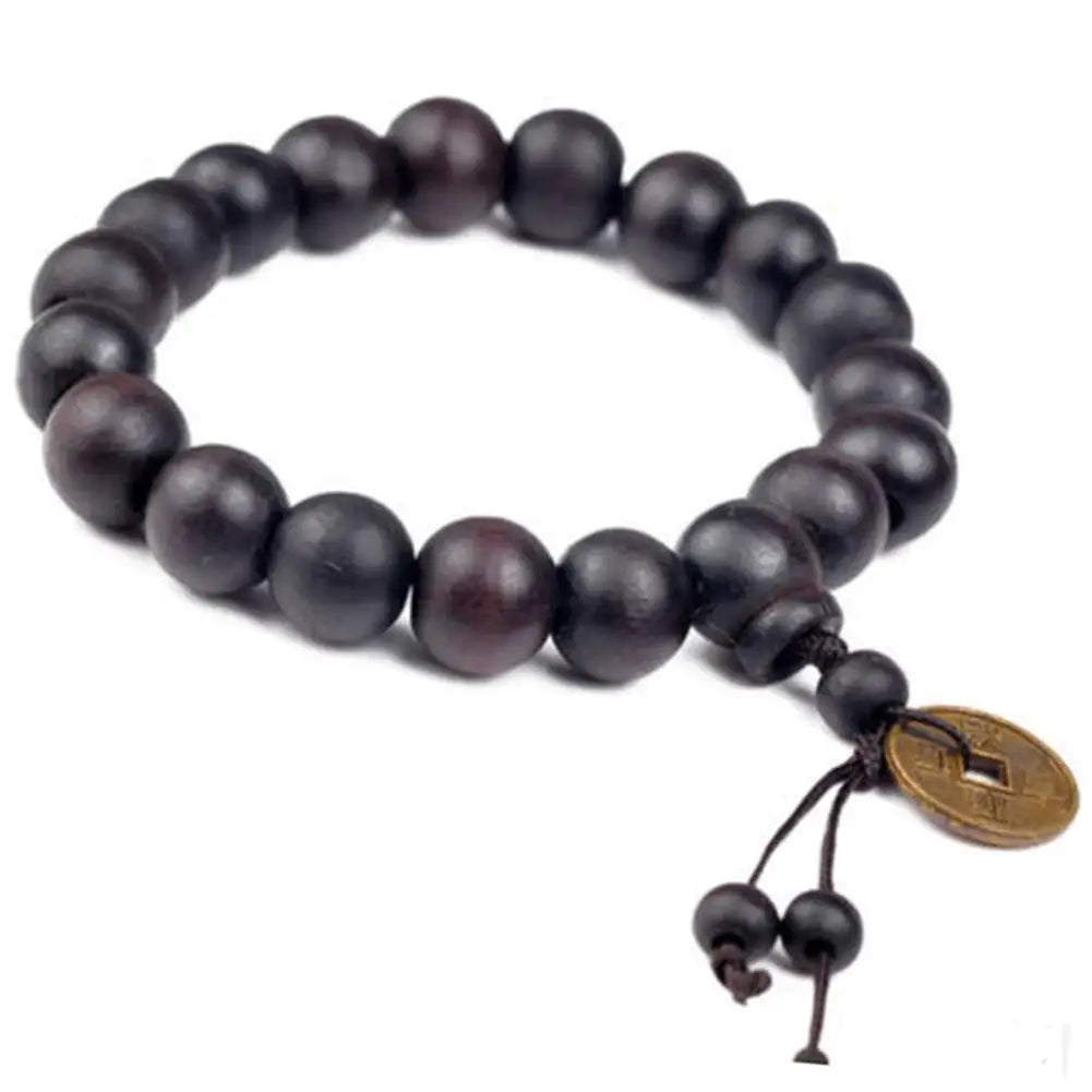 Black Obsidian Feng Shui Wealth Bracelet, Good Luck Crystal Prayer Bead Jewelry